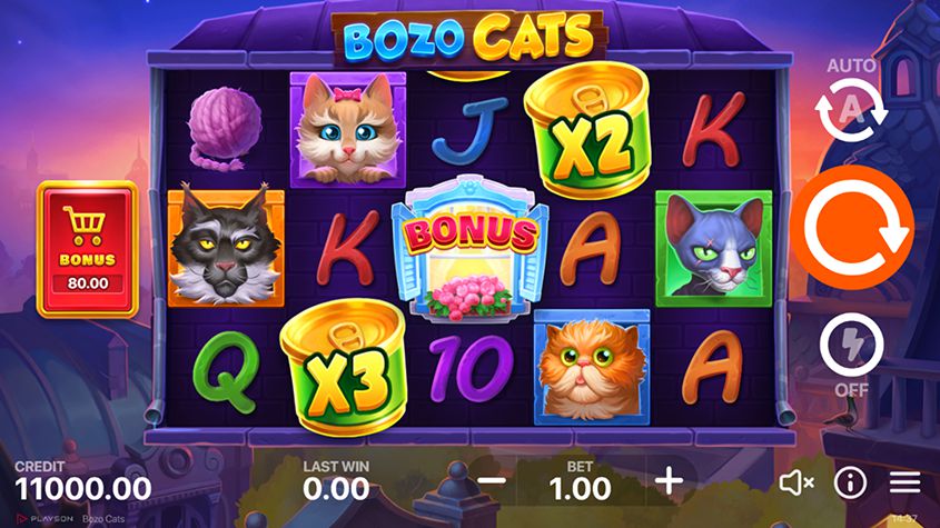 Jugabilidad de Bozo Cats de Playson